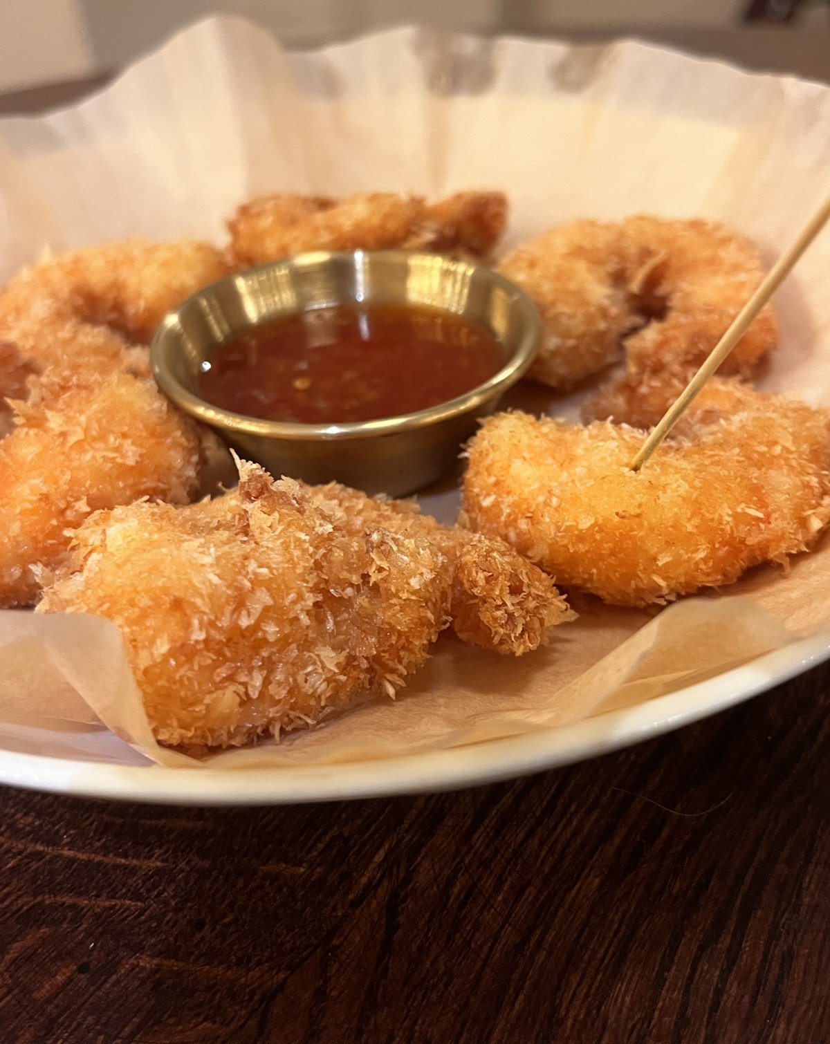 Coconut shrimp with sweet and spicy chilli sauce